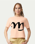Alphabet M T-Shirt 9 inch calligraphy Black ink, Peachy