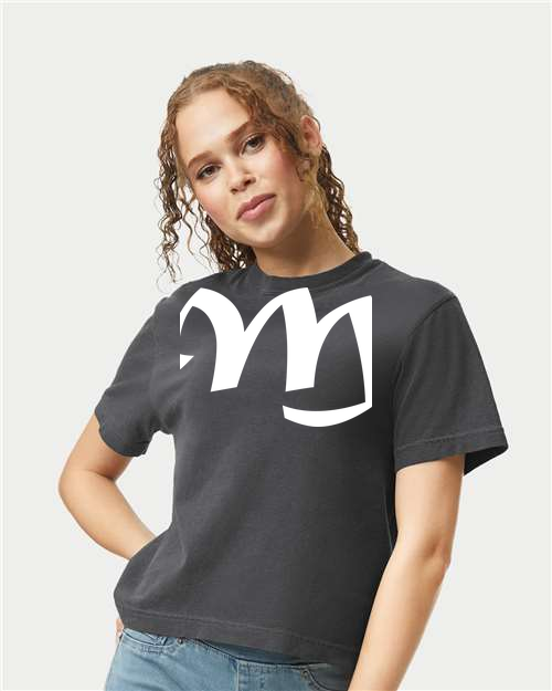 Alphabet M T-Shirt 9 inch calligraphy White ink, Pepper