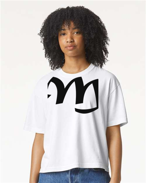 Alphabet M T-Shirt 9 inch calligraphy Black ink, White