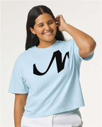 Alphabet N T-Shirt 9 inch calligraphy Black ink, Chambray