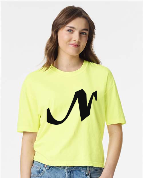 Alphabet N T-Shirt 9 inch calligraphy Black ink, Neon Lemon