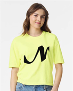 Alphabet N T-Shirt 9 inch calligraphy Black ink, Neon Lemon