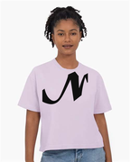 Alphabet N T-Shirt 9 inch calligraphy Black ink, Orchid