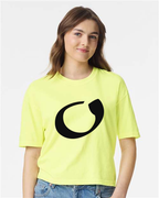Alphabet O T-Shirt 9 inch calligraphy Black ink, Neon Lemon
