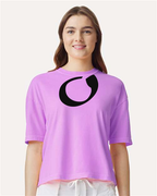 Alphabet O T-Shirt 9 inch calligraphy Black ink, Neon Violet