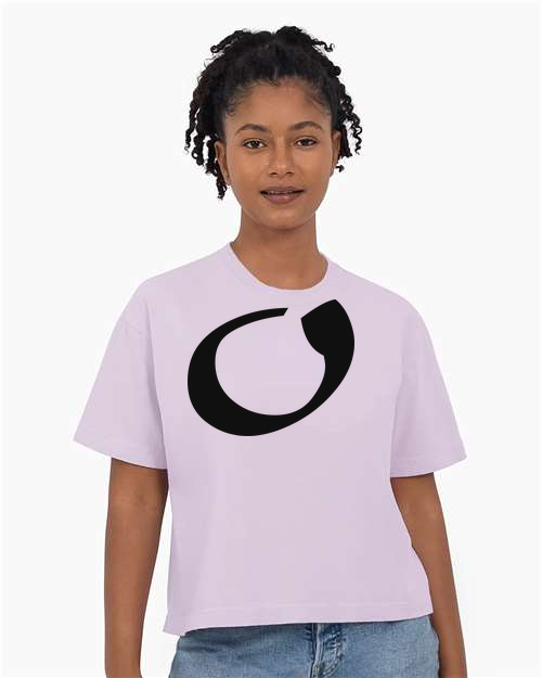 Alphabet O T-Shirt 9 inch calligraphy Black ink, Orchid