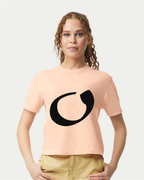 Alphabet O T-Shirt 9 inch calligraphy Black ink, Peachy