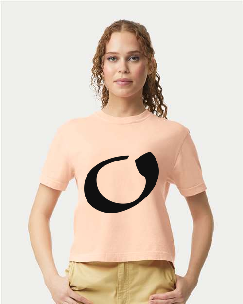 Alphabet O T-Shirt 9 inch calligraphy Black ink, Peachy