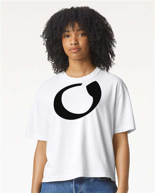 Alphabet O T-Shirt 9 inch calligraphy Black ink, White
