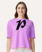 Alphabet P T-Shirt 9 inch calligraphy Black ink, Neon Violet