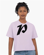 Alphabet P T-Shirt 9 inch calligraphy Black ink, Orchid