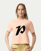 Alphabet P T-Shirt 9 inch calligraphy Black ink, Peachy