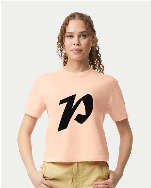 Alphabet P T-Shirt 9 inch calligraphy Black ink, Peachy