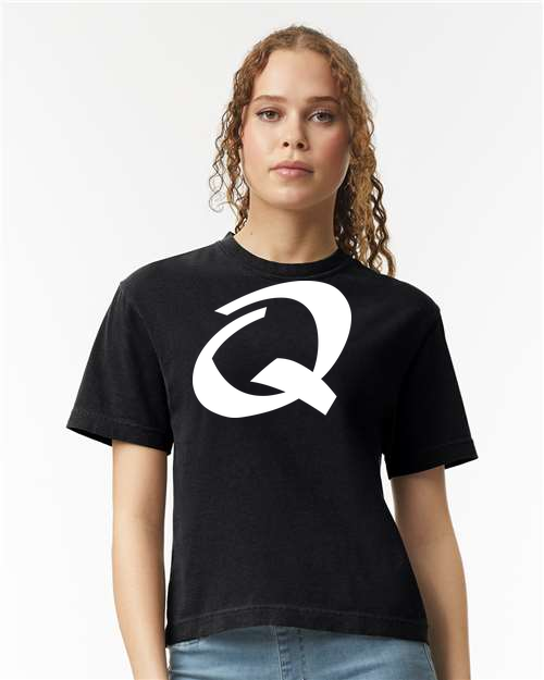 Alphabet Q T-Shirt 9 inch calligraphy White ink, Black