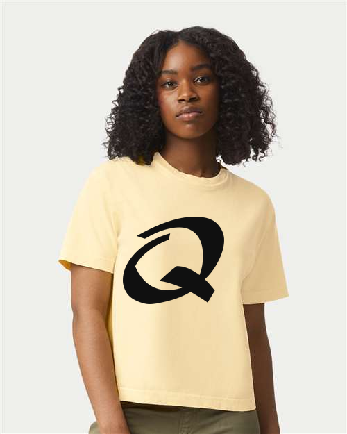Alphabet Q T-Shirt 9 inch calligraphy Black ink, Butter