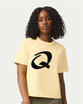 Alphabet Q T-Shirt 9 inch calligraphy Black ink, Butter