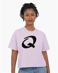 Alphabet Q T-Shirt 9 inch calligraphy Black ink, Orchid