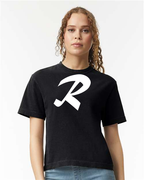 Alphabet R T-Shirt 9 inch calligraphy White ink, Black