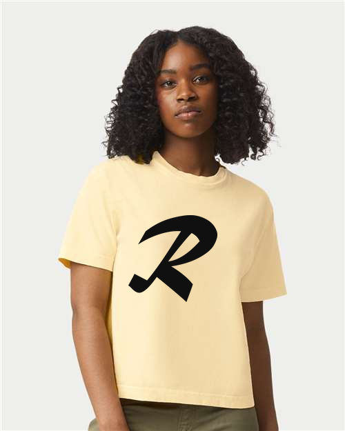 Alphabet R T-Shirt 9 inch calligraphy Black ink, Butter