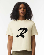 Alphabet R T-Shirt 9 inch calligraphy Black ink, Ivory