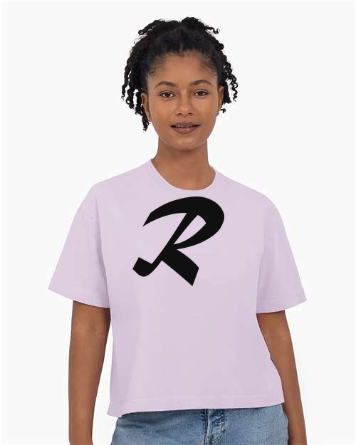 Alphabet R T-Shirt 9 inch calligraphy Black ink, Orchid