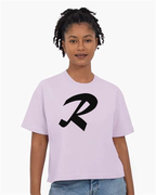 Alphabet R T-Shirt 9 inch calligraphy Black ink, Orchid