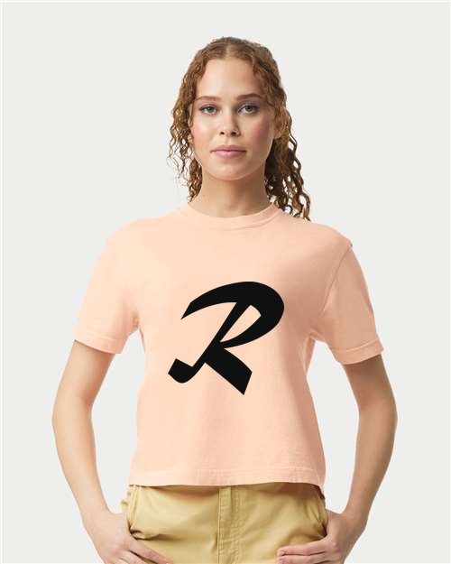 Alphabet R T-Shirt 9 inch calligraphy Black ink, Peachy