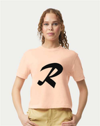 Alphabet R T-Shirt 9 inch calligraphy Black ink, Peachy