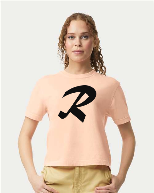 Alphabet R T-Shirt 9 inch calligraphy Black ink, Peachy