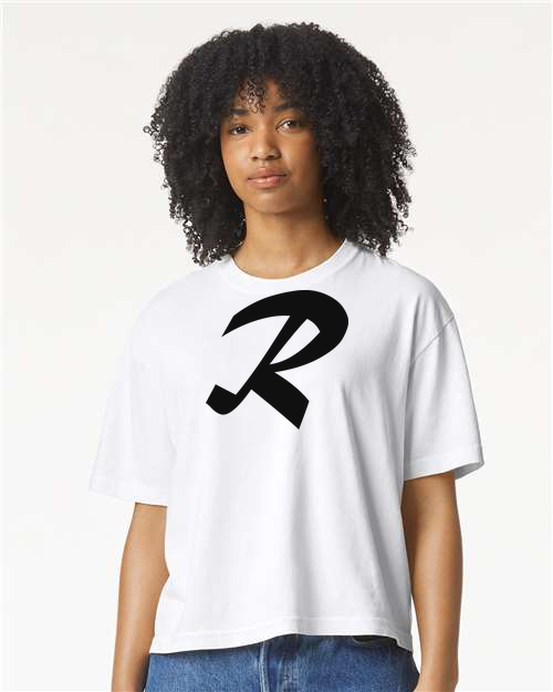 Alphabet R T-Shirt 9 inch calligraphy Black ink, White