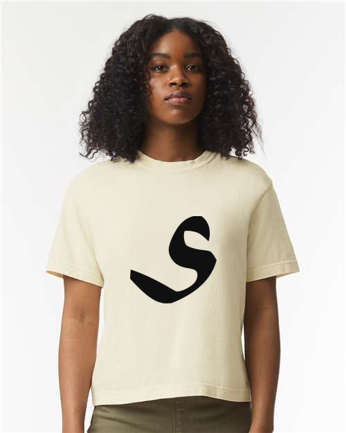 Alphabet S T-Shirt 9 inch calligraphy Black ink, Ivory
