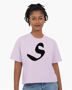 Alphabet S T-Shirt 9 inch calligraphy Black ink, Orchid