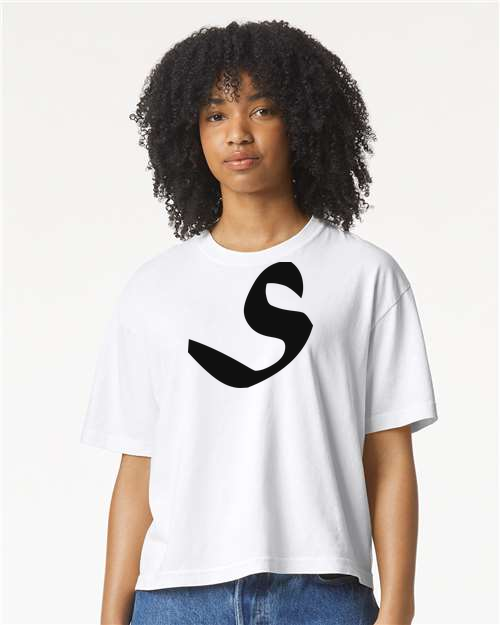 Alphabet S T-Shirt 9 inch calligraphy Black ink, White