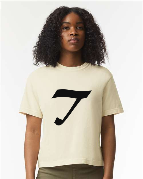 Alphabet T T-Shirt 9 inch calligraphy Black ink, Ivory