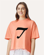 Alphabet T T-Shirt 9 inch calligraphy Black ink, Neon Cantaloupe