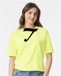 Alphabet T T-Shirt 9 inch calligraphy Black ink, Neon Lemon
