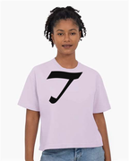 Alphabet T T-Shirt 9 inch calligraphy Black ink, Orchid