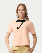 Alphabet T T-Shirt 9 inch calligraphy Black ink, Peachy