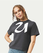 Alphabet U T-Shirt 9 inch calligraphy White ink, Pepper