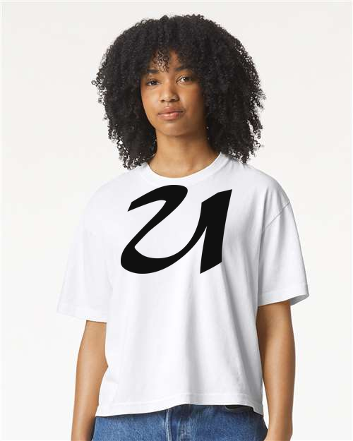 Alphabet U T-Shirt 9 inch calligraphy Black ink, White