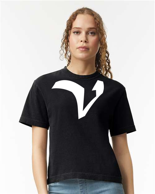 Alphabet V T-Shirt 9 inch calligraphy White ink, Black