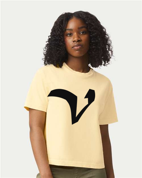 Alphabet V T-Shirt 9 inch calligraphy Black ink, Butter