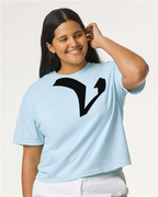Alphabet V T-Shirt 9 inch calligraphy Black ink, Chambray