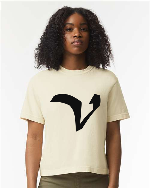 Alphabet V T-Shirt 9 inch calligraphy Black ink, Ivory
