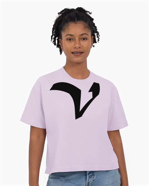 Alphabet V T-Shirt 9 inch calligraphy Black ink, Orchid