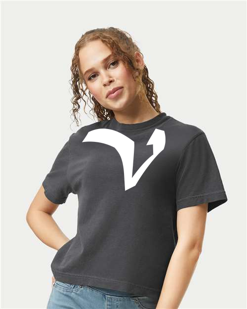 Alphabet V T-Shirt 9 inch calligraphy White ink, Pepper