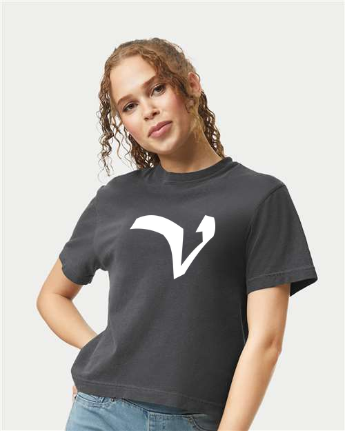 Alphabet V T-Shirt 9 inch calligraphy White ink, Pepper