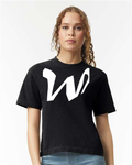 Alphabet W T-Shirt 9 inch calligraphy White ink, Black