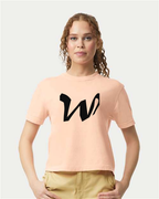 Alphabet W T-Shirt 9 inch calligraphy Black ink, Peachy