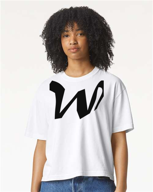 Alphabet W T-Shirt 9 inch calligraphy Black ink, White